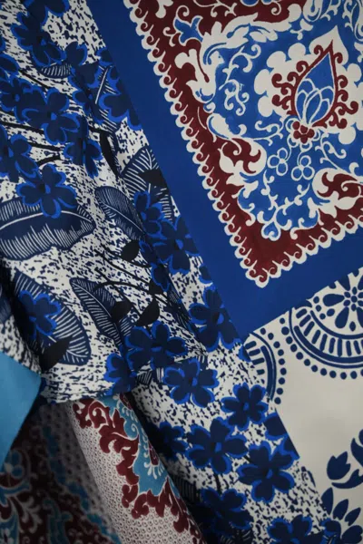 Shop Weekend Max Mara Nuevo Printed Silk Skirt In Blue