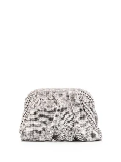 Shop Benedetta Bruzziches Venus La Petite Silver Clutch Bag In Fabric With Allover Crystals Woman In Crystal On Silver