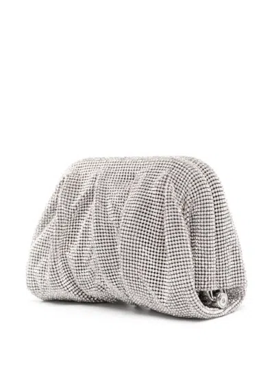 Shop Benedetta Bruzziches Venus La Petite Silver Clutch Bag In Fabric With Allover Crystals Woman In Crystal On Silver
