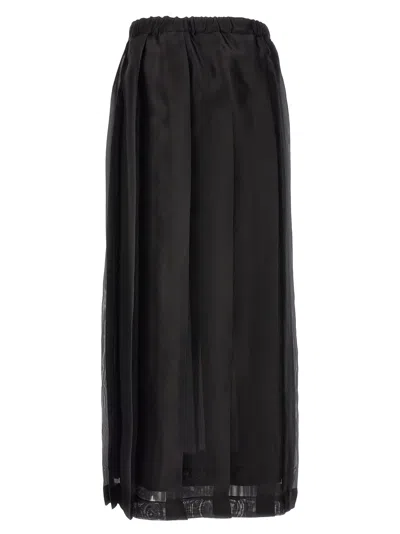 Shop Fabiana Filippi Long Pleated Skirt In Nero
