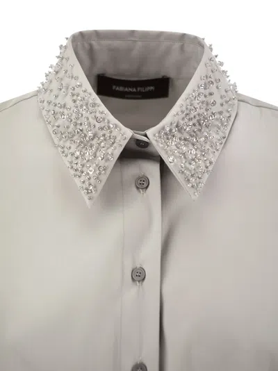 Shop Fabiana Filippi Sleeveless Shirt With Belt In Grigio Chiaro
