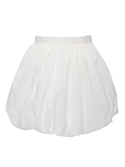 Monnalisa White Skirt For Girl With All-over Leaves In White