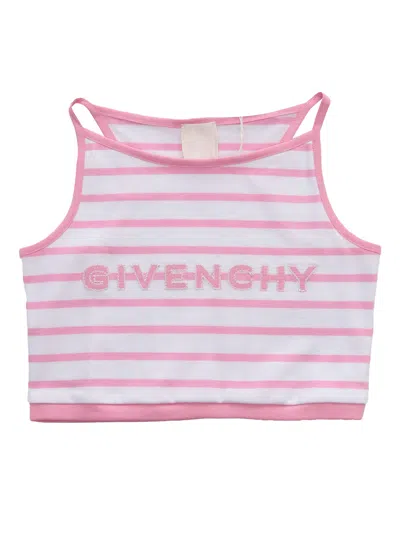 Shop Givenchy Striped Top With Logo In White