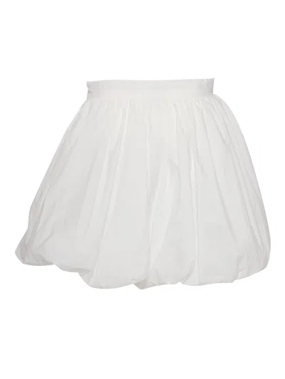 Monnalisa White Skirt For Girl With All-over Leaves In White