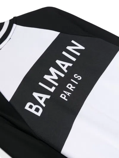 Shop Balmain Cardigan Con Stampa In White/black