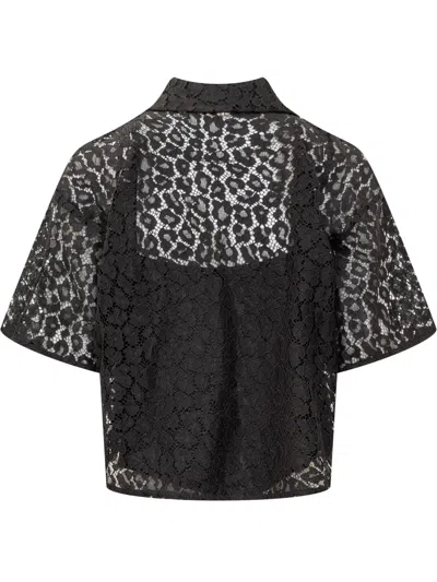 Shop Michael Kors Lace Crop Down Shirt In Black