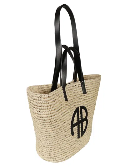 Shop Anine Bing Logo Embossed Woven Shopper Bag In Multi