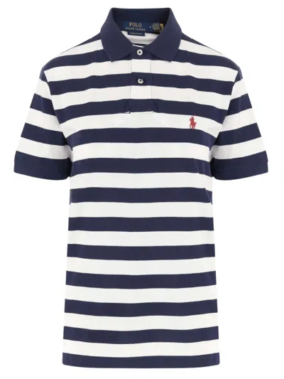 Shop Polo Ralph Lauren Slim Fit Horizontal Striped Polo In Newport Navy White