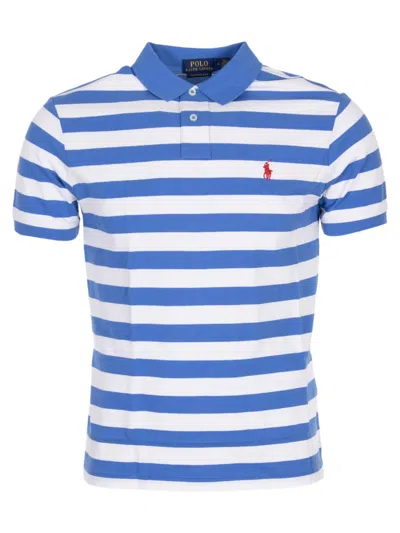 Shop Polo Ralph Lauren Slim Fit Horizontal Striped Polo In New England Blue White