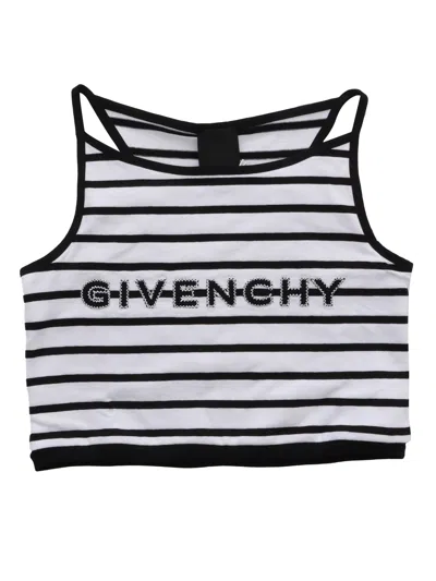 Shop Givenchy Striped Top With Logo In White