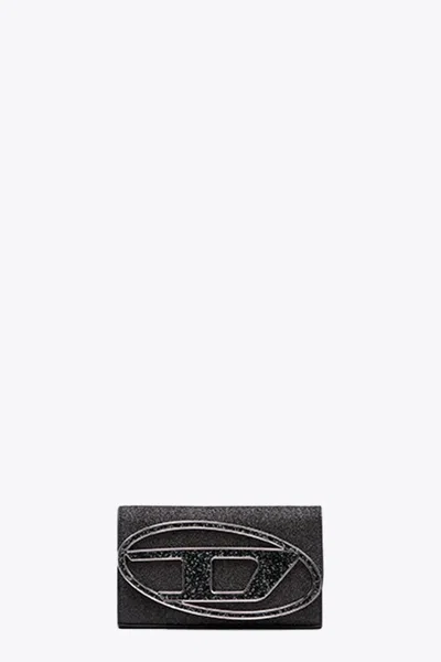 Shop Diesel 1dr 1dr Wallet Strap Sparkly Black Purse With Shoulder Strap - 1dr Wallet Strap