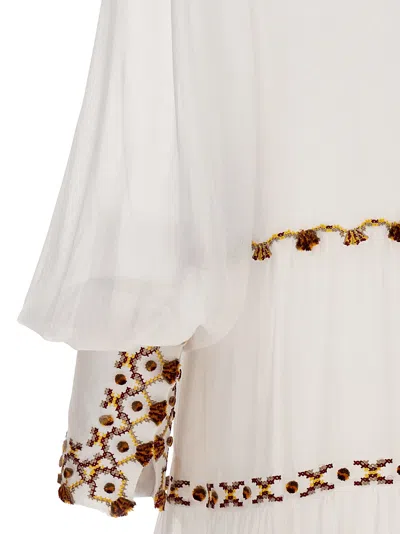 Shop Ermanno Scervino Pattern Embroidered Flare Dress In White