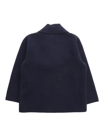 Shop Il Gufo Double-breasted Tricot Sweater In Blue