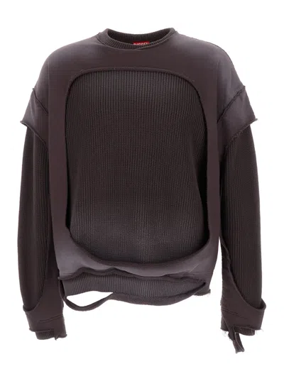 Shop Diesel Black K-osbert Ripped Sweatshirt In Cotton Man In Gravel Grey