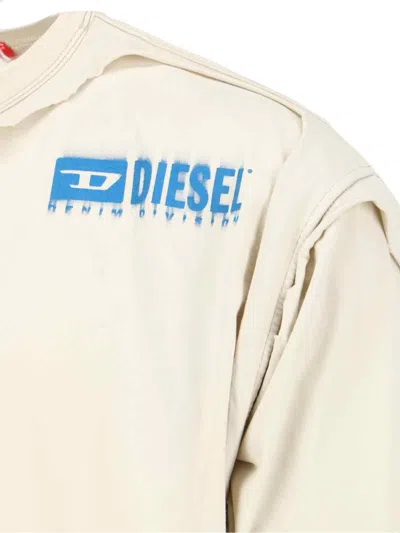 Shop Diesel T-box-dbl T-shirt In Beige