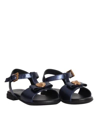 Shop Versace Blue Laminated Sandals