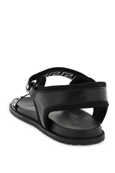 Shop Versace Greca Sandals In Nero+bianco-rutenio Ultra Nero
