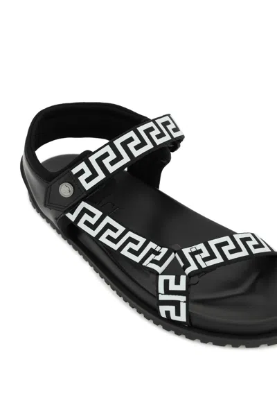 Shop Versace Greca Sandals In Nero+bianco-rutenio Ultra Nero