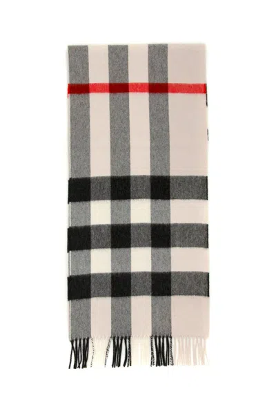 Shop Burberry Check Fringed Scarf In Stone Check