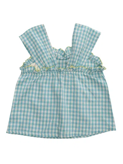 Shop Bobo Choses Checked Patterned Top In Light Blue