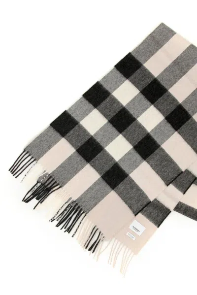 Shop Burberry Check Fringed Scarf In Stone Check