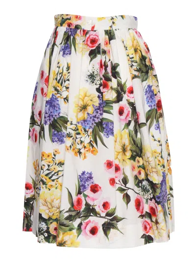 Shop Dolce & Gabbana Floral D&g Skirt In Green