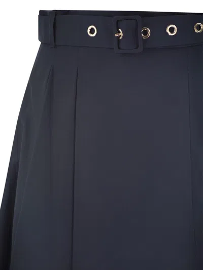 Shop 's Max Mara Belted Pleated Skirt In Blu Notte