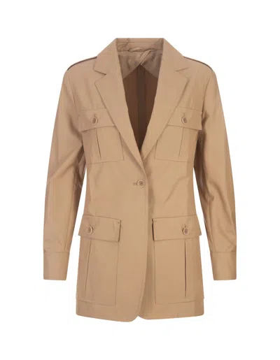 Shop Max Mara Light Brown Pacos Jacket In Leather Brown