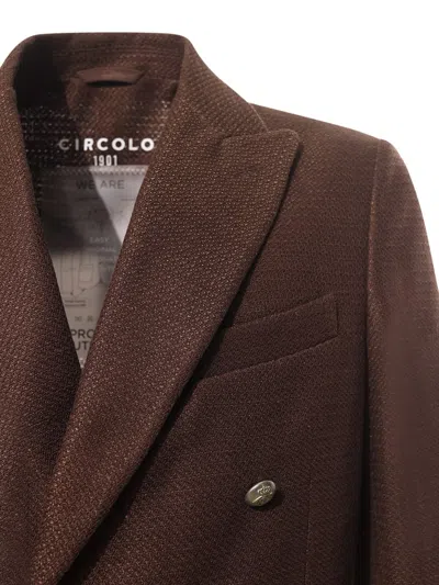 Shop Circolo 1901 Double-breasted Jacket Circolo In Brown