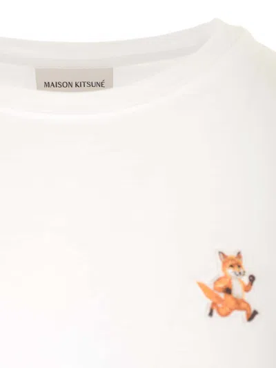 Shop Maison Kitsuné White T-shirt With Speedy Fox Patch