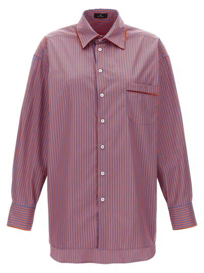 Shop Etro Striped Shirt In Bicolored