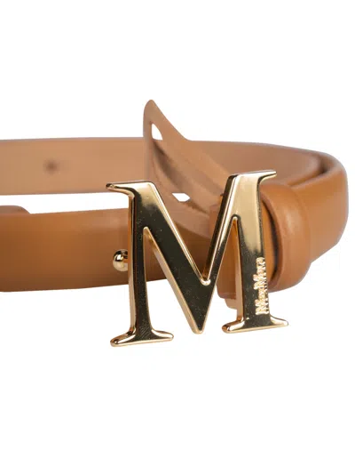 Shop Max Mara Mclassic20 Belt In Leather Brown