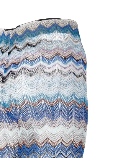 Shop Missoni Zig-zag Patterned Trousers In Multicolor Blue Tone