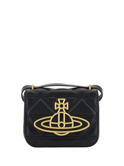 Shop Vivienne Westwood Quilted Flap Shoulder Bag In Black