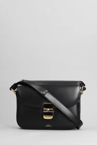 Shop Apc Grace Small Shoulder Bag In Black Cotton In Lzz Noir