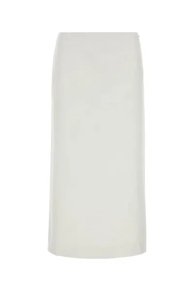 Shop Sportmax White Satin Cellula Skirt