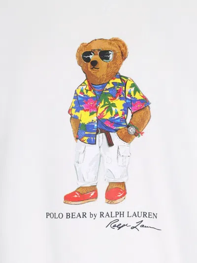Shop Ralph Lauren Polo Bear Crew Neck Sweatshirt In Sp24 White