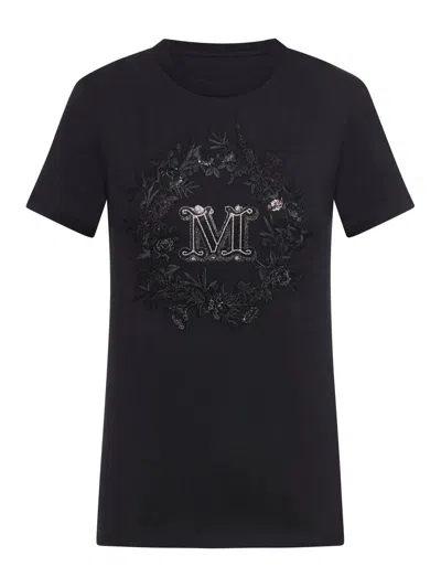Shop Max Mara Logo Embellished Crewneck T-shirt In Black
