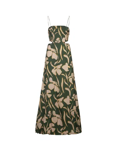 Shop Raquel Diniz Bali Long Dress In Green Floral In B Green Floral
