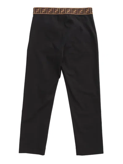 Shop Fendi Black Gabardine Trousers