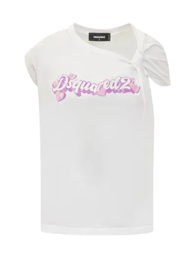 Shop Dsquared2 T-shirt With Logo In Bianco