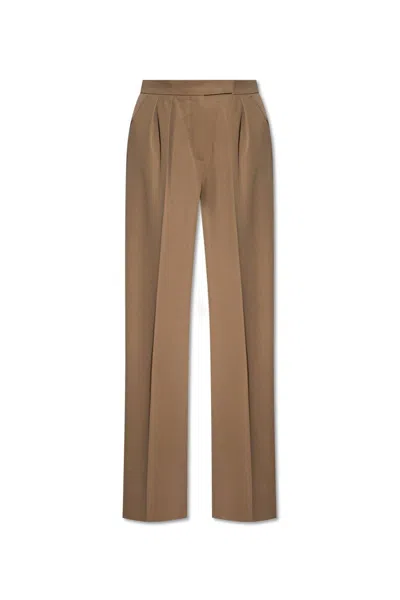 Shop Max Mara Libbra Pleat Front Trousers In Fango