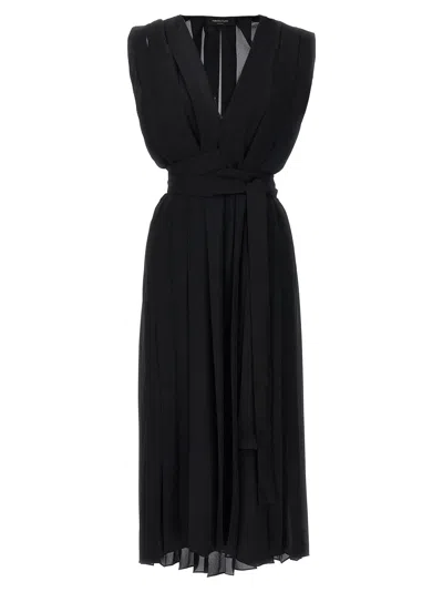 Shop Fabiana Filippi Long Dress Hierogette Pleats In Nero