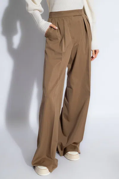 Shop Max Mara Libbra Pleat Front Trousers In Fango