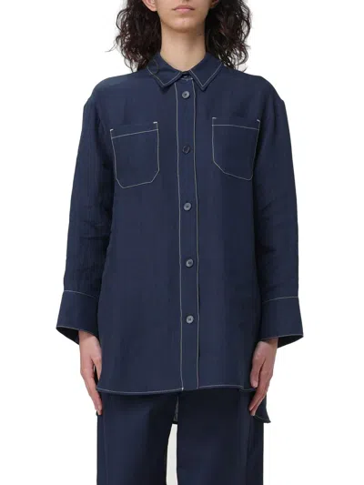 Shop 's Max Mara Buttoned Long-sleeved Top In Blu Marino