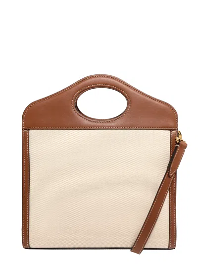 Shop Burberry Pocket Handbag In Natural/malt Brown