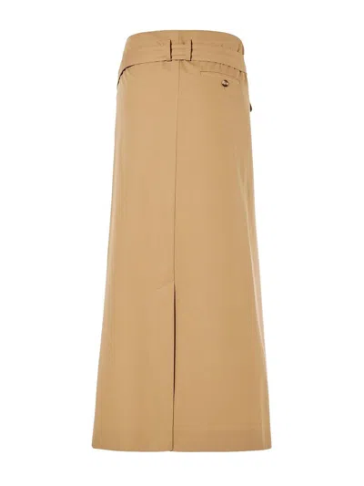 Shop Sportmax Asymmetric Belted Skirt In Beige