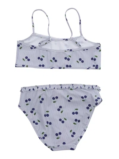 Shop Bonpoint Girls Two-piece Striped Swimsuit In Blue