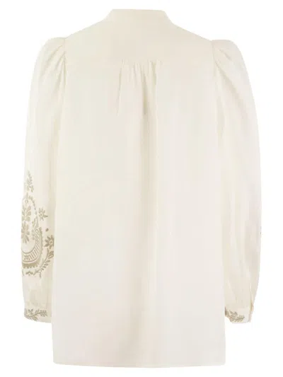 Shop Weekend Max Mara Floral Embroidered Long-sleeved Shirt In White