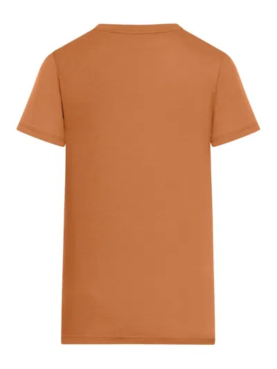 Shop Max Mara Crewneck Short-sleeved T-shirt In Leather Brown